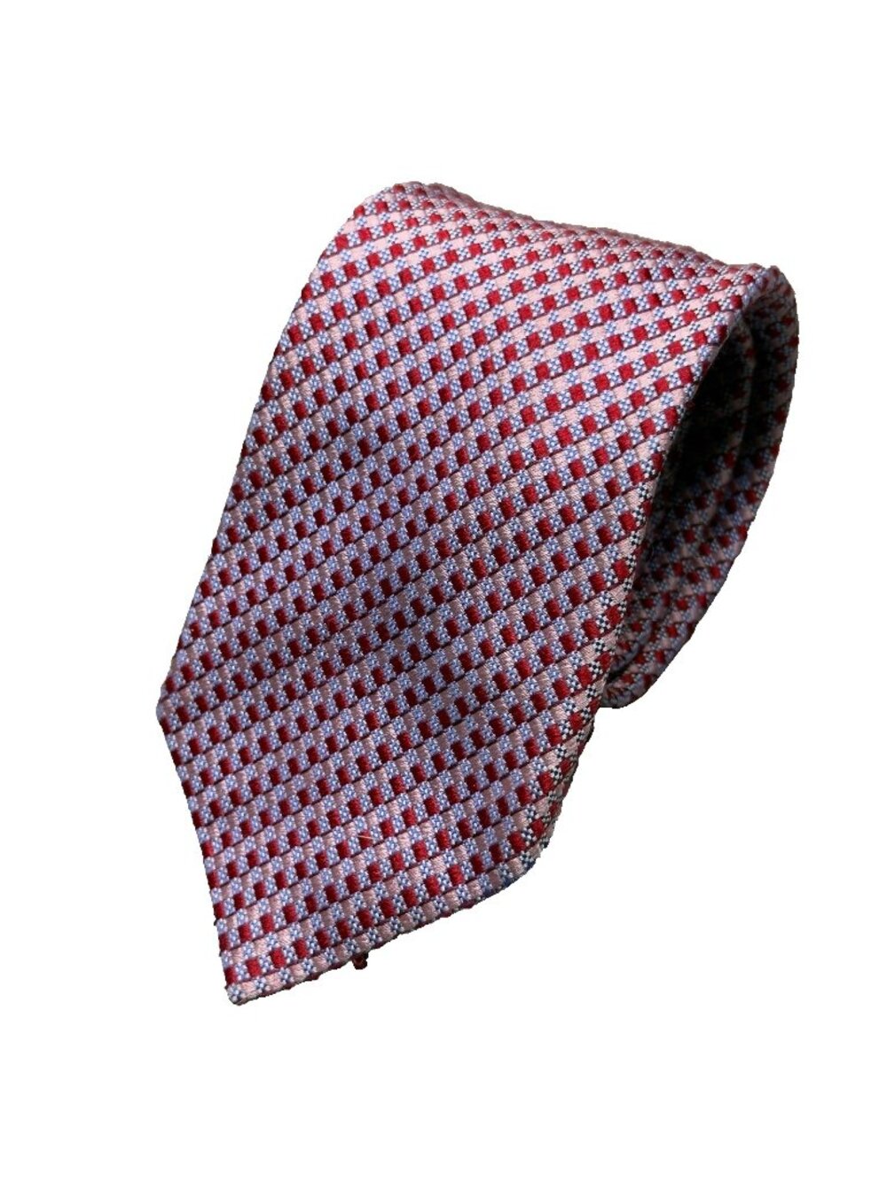 Altea Milano Tie 100% Silk Made in Italy Woven Geometric Pink 3.5"